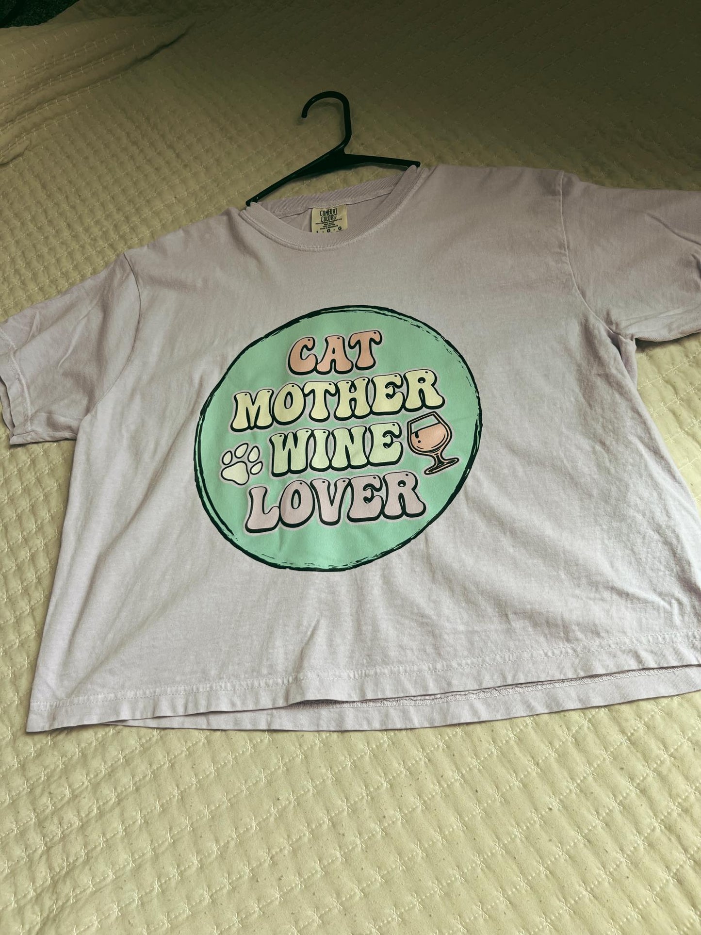 Cat Mother Wine Lover Cropped Tee